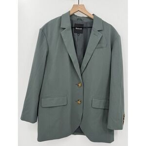 Madewell Blazer Womens Large Blue Gray Jacket Preppy Academic Office Button